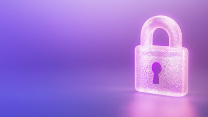 Poster - Glowing Holographic Lock Interface in Digital Security Concept for Technology Background