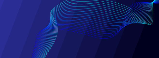Aufkleber - Abstract blue backdrop technology background with flowing dynamic wave lines. Abstract modern technology background with blue energy wavy smooth lines blend and particles data flow. 