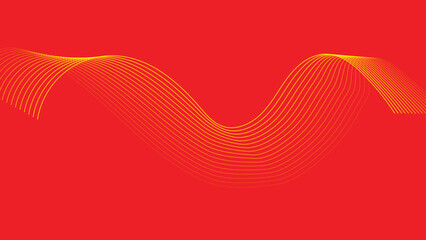 Aufkleber - Abstract yellow and orange gradient backdrop technology background with flowing dynamic wave lines. Abstract modern technology background with energy wavy smooth lines blend and particles data flow. 