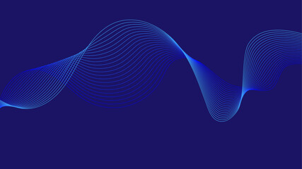 Aufkleber - Abstract blue backdrop technology background with flowing dynamic wave lines. Abstract modern technology background with blue energy wavy smooth lines blend and particles data flow. 