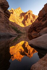 Wall Mural - Canyon Reflection Golden Hour Sunrise Arizona Rocks