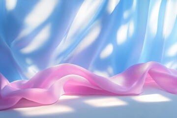 Aufkleber - Soft pastel fabric drapes create a serene atmosphere in natural light setting in a cozy indoor space