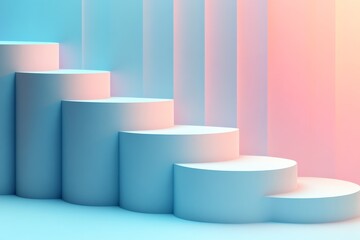 Aufkleber - Staircase design in soft pastel colors creating a modern and serene atmosphere for artistic inspiration