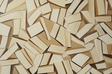 Poster - Abstract Arrangement of Wooden Planks in Various Shapes and Sizes