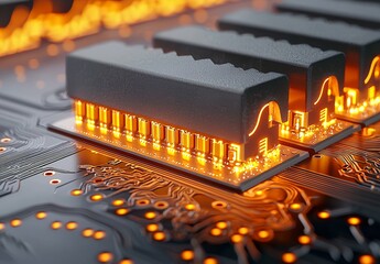 Poster - Illuminated Computer Ram Modules On Circuit Board
