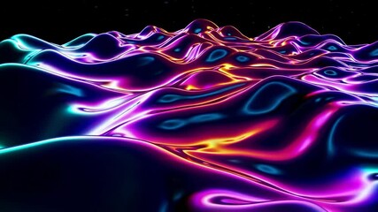 Aufkleber - Colorful abstract waves with neon lighting and reflections, futuristic digital art concept