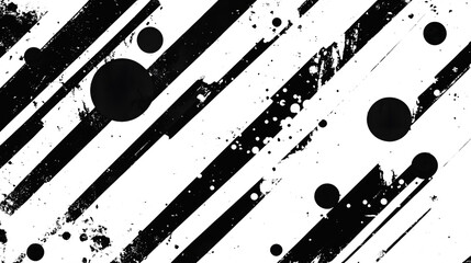 Poster - Dramatic abstract monochrome grunge texture with ink splatter brush strokes and various geometric shapes  This high contrast grungy and energetic design is perfect for backgrounds web graphics
