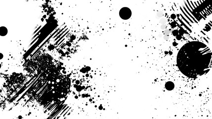 Leinwandbilder - Dramatic and moody abstract background with bold black ink splatter grungy textured elements and high contrast monochrome tones  This captivating and visually striking image creates an emotive