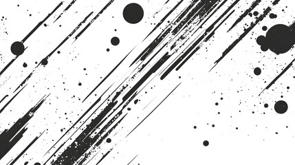Poster - Dramatic and striking abstract background with bold black and white brushstrokes splatters and geometric lines creating a dynamic energetic and modern composition