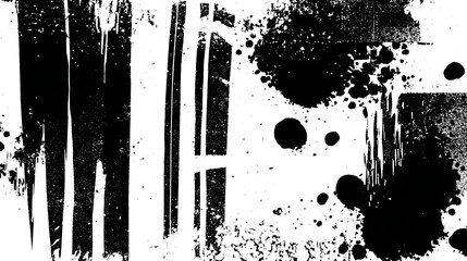 Leinwandbilder - Dramatic Black and White Abstract Ink Splash and Brush Stroke Textured Design Pattern  Moody Gloomy and Mysterious Monochrome Graphic Background with Expressive Fluid and Chaotic Splatter Effect