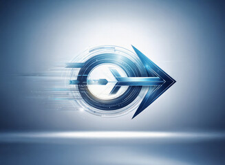 Leinwandbilder - Futuristic arrow design, signifying rapid technological advancement and progress.  Blue hues and motion blur convey speed and innovation.