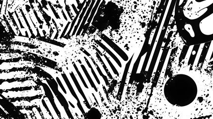Poster - Mesmerizing Abstract Monochrome Geometric Patterns and Textures with Energetic Splashes of Paint  Dynamic Modern and Conceptual Graphic Design Background Evoking a Sense of Movement Tension