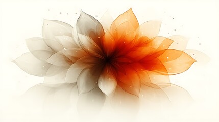 Poster - Abstract floral design with layered petals in orange and gray hues against white background