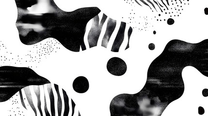 Poster - Striking and modern abstract geometric composition featuring bold black and white shapes patterns and forms creating a dynamic minimalist and visually captivating design