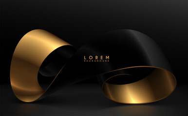 Poster - black and gold shape on black background