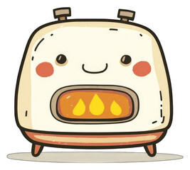 Wall Mural - Happy Adorable Cartoon Toaster With Flames