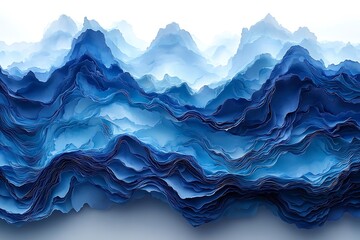 Naklejka na meble Layered Blue Paper Sculptures Create Abstract Mountain Range