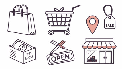 Wall Mural - shopping icon set