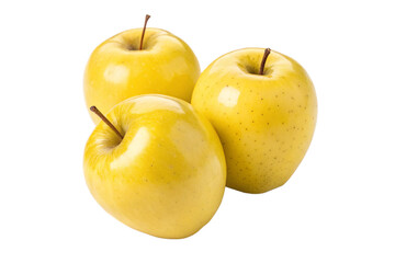 Wall Mural - Golden delicious apples isolated on transparent background