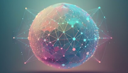 futuristic sphere made of dots connection circle worldwide communication, digital global internet connectivity concept