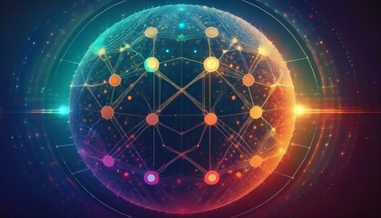 futuristic sphere made of dots connection circle worldwide communication, digital global internet connectivity concept