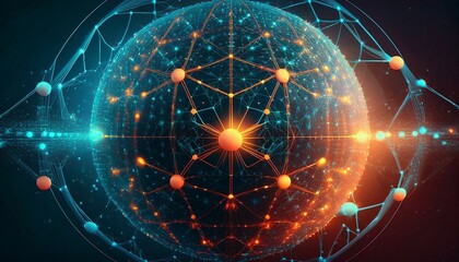 futuristic sphere made of dots connection circle worldwide communication, digital global internet connectivity concept