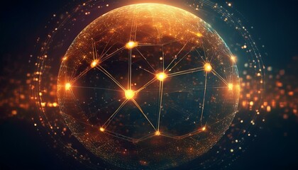 futuristic sphere made of dots connection circle worldwide communication, digital global internet connectivity concept