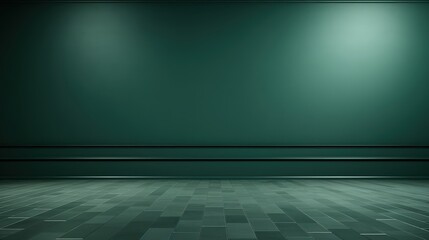Poster - 3D Render of an Empty Space with Minimalist Design and Clean Lines in Dark Green Color Scheme for Interior Visualization
