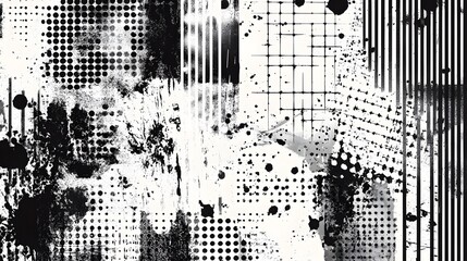 Fototapete - Striking Abstract Monochrome Textured Background with Geometric Patterns and Overlapping Designs