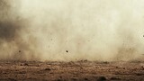 Desert dust cloud, race track background, off-road vehicle action, extreme sports
