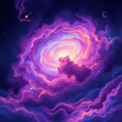 Wall Mural - Cosmic Dreamscape: Vibrant Galaxy with Swirling Nebula