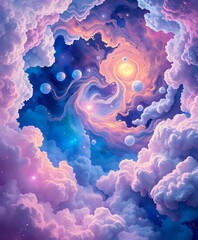 Wall Mural - Cosmic Explosion: Vibrant Nebula in Deep Space