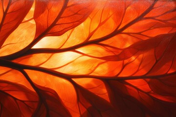 Sticker - Abstract fiery leaf veins artwork showcasing autumnal colors