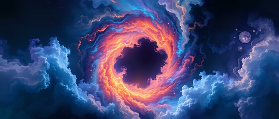 Wall Mural - Cosmic Odyssey: Vibrant Nebula Portal in a Celestial Galaxy