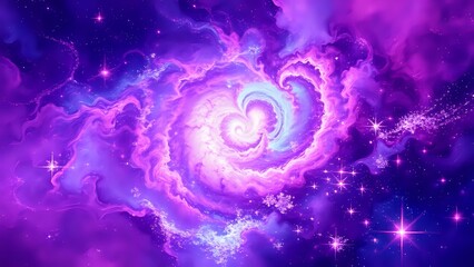 Wall Mural - Cosmic Galaxy Odyssey - Vibrant Purple and Blue Nebula Scene