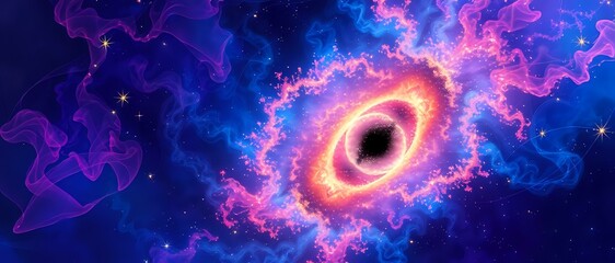 Wall Mural - Cosmic Vortex: A Swirling Galaxy with Black Hole at Center