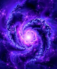 Wall Mural - Cosmic Explosion: Vibrant Purple Galaxy with Swirling Nebulae