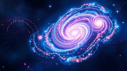 Wall Mural - cosmic dreamscapes: vibrant swirling galaxy with neon-lit galactic structures