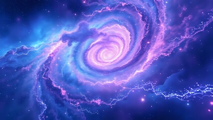 Wall Mural - cosmic vortex galaxy wallpaper - swirling purple and blue nebula