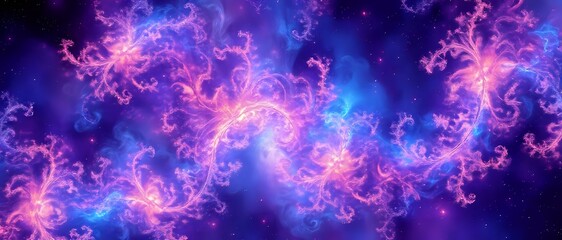 Wall Mural - cosmic galaxy wallpaper - vibrant purple and pink nebulae