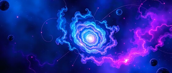 Wall Mural - Cosmic Odyssey: Vibrant Galactic Structure with Swirling Nebula