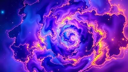 Wall Mural - cosmic vortex galaxy - vibrant purple blue nebula background