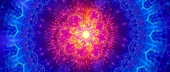 Wall Mural - Cosmic Explosion in a Vibrant Galaxy