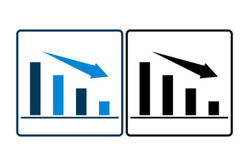 Poster - down graph chart icon vector. Icon related to graph and seo . suitable for web site, app, user interfaces, printable etc. solid icon style. simple vector design editable
