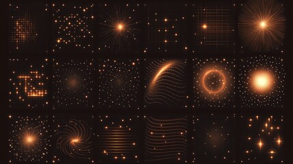 Poster - Abstract Patterns of Light and Energy Displaying Different Forms and Textures in a Dark Background, Suitable for Digital Art, Science, and Technology Projects