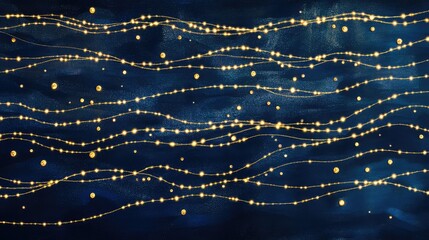 Poster - Ethereal Blue Background with Golden Sparkling Lights Creating a Dreamy and Enchanting Atmosphere for Festive or Creative Projects