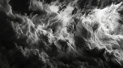 Poster - Dramatic Black and White Abstract Seascape of Powerful Waves and Turbulent Water, Capturing the Essence of Nature's Raw Beauty and Dynamic Motion