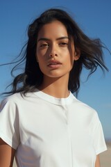 Wall Mural - latin woman portrait adult white.