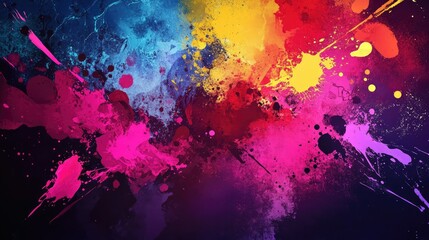 Poster - Vibrant Abstract Splash of Colorful Paint on Dark Background for Creative and Artistic Designs, Perfect for Backgrounds or Art Projects