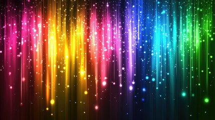 Poster - Vibrant Colorful Background with Radiant Vertical Stripes and Sparkling Light Effects for Energetic and Lively Designs